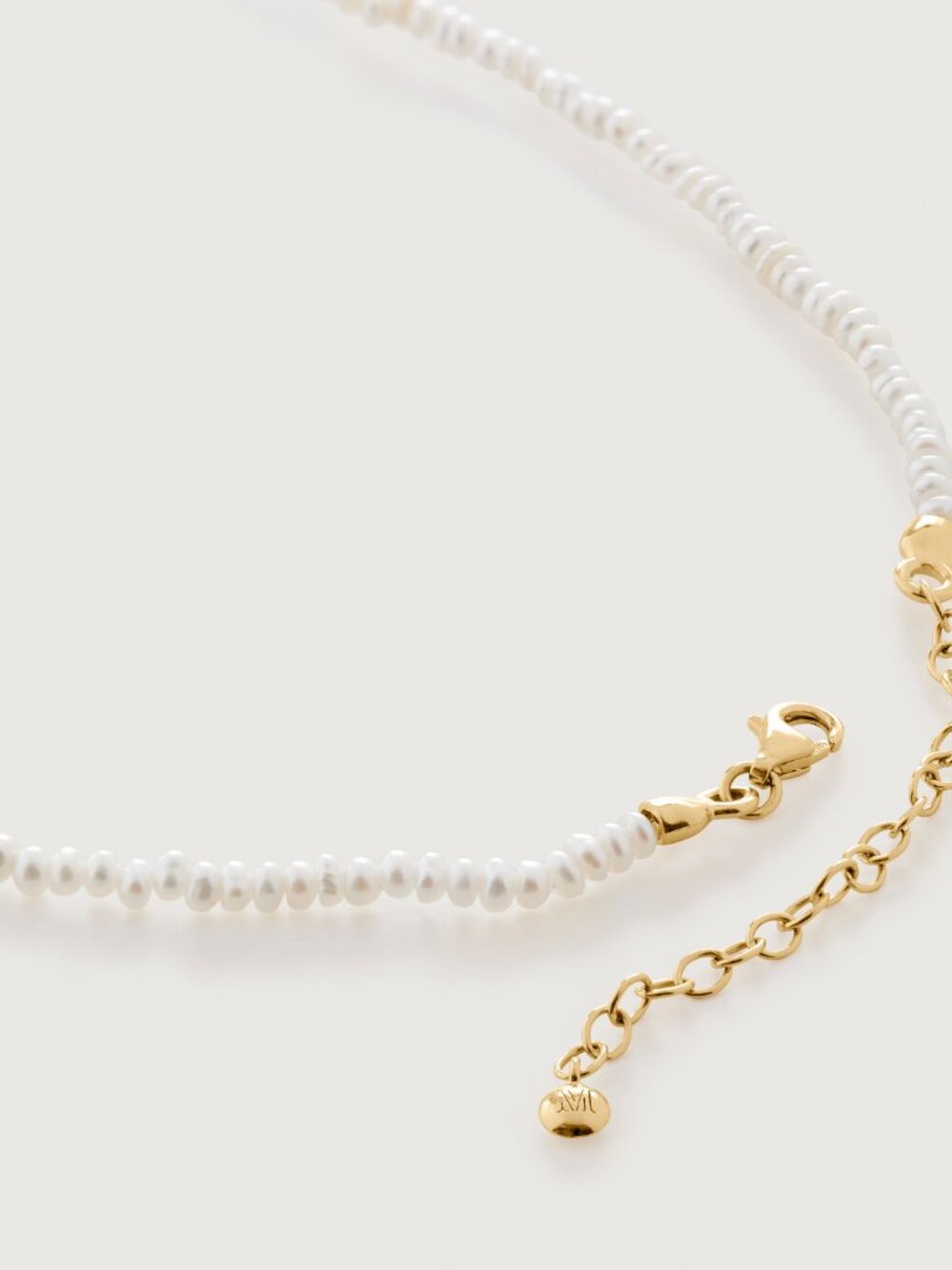 Monica Vinader Mini Nugget Pearl Necklace 18k Gold Vermeil Summer Essential Cute - Picture 4 of 10
